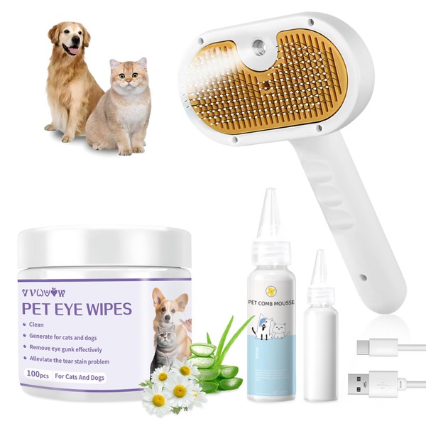 Pet Steam Brush for Dog & Cat – 3-in-1 Spray