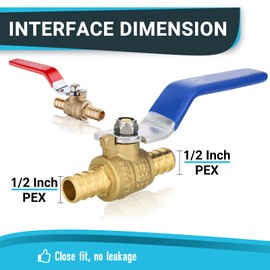 (Pack of 10) Seelink 1/2 Inch PEX x 1/2 Inch PEX Ball Valve, Brass Shut Off Valve for Pex Pipe Connection, ASTM F1807, Red&Blue