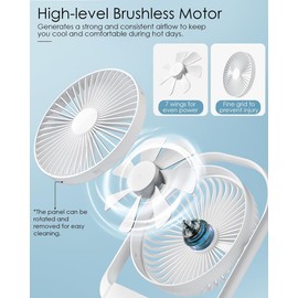 GIIKNEW Magnetic Cruise Ship Approved Fan with LED Light, 4000mAh Battery Operated Portable Fan with 4 Speeds, Magnetically Sticks on Cabin Ceilings and Walls