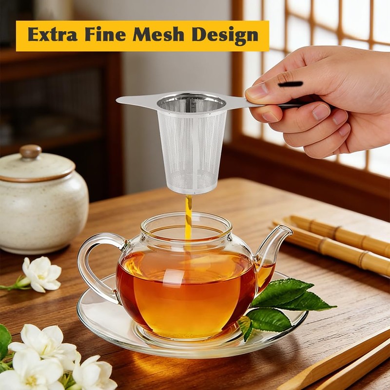 Meirivrn 2Pcs Stainless Steel Tea Infuser with Lid, Reusable Loose