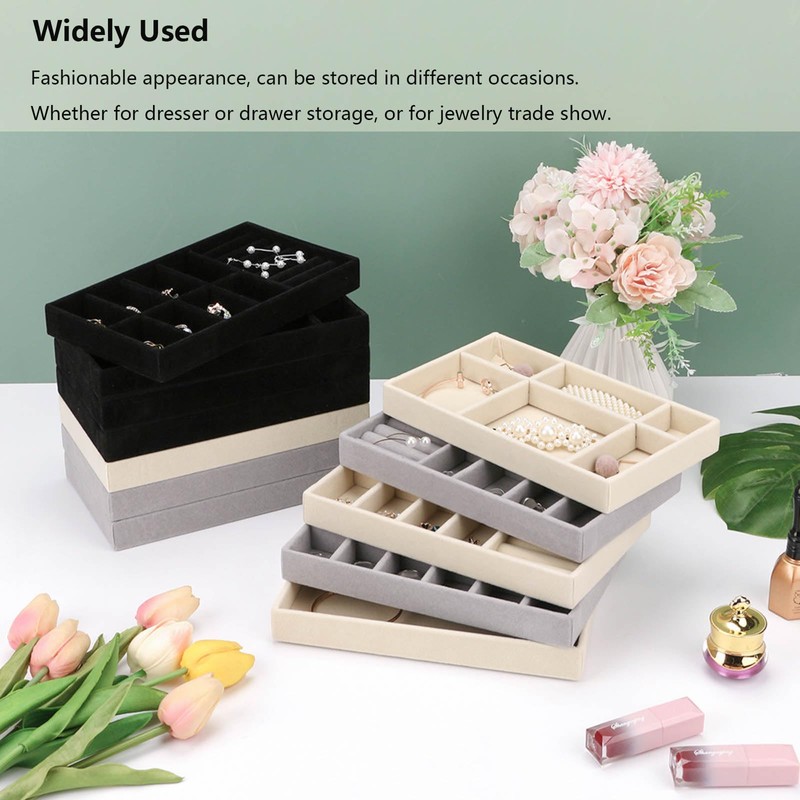 Stackable Jewelry Organizer for Drawer, Velvet Jewelry Storage Inserts, Jewelry