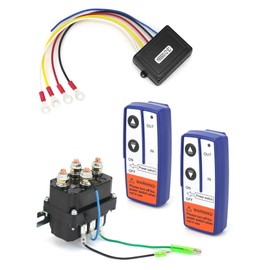 QWORK Wireless Remote Control Winch Kit - 12V, 250A, Steel, Waterproof, Solenoid Relay Contactor+ 2pcs Wireless Winch Remote Control, Compatible with Truck ATV SUV 4x4 Vehicles 2000-5000lbs Winches