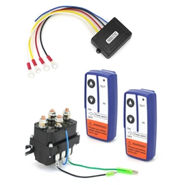 QWORK Wireless Remote Control Winch Kit - 12V, 250A, Steel, Waterproof, Solenoid Relay Contactor+ 2pcs Wireless Winch Remote Control, Compatible with Truck ATV SUV 4x4 Vehicles 2000-5000lbs Winches