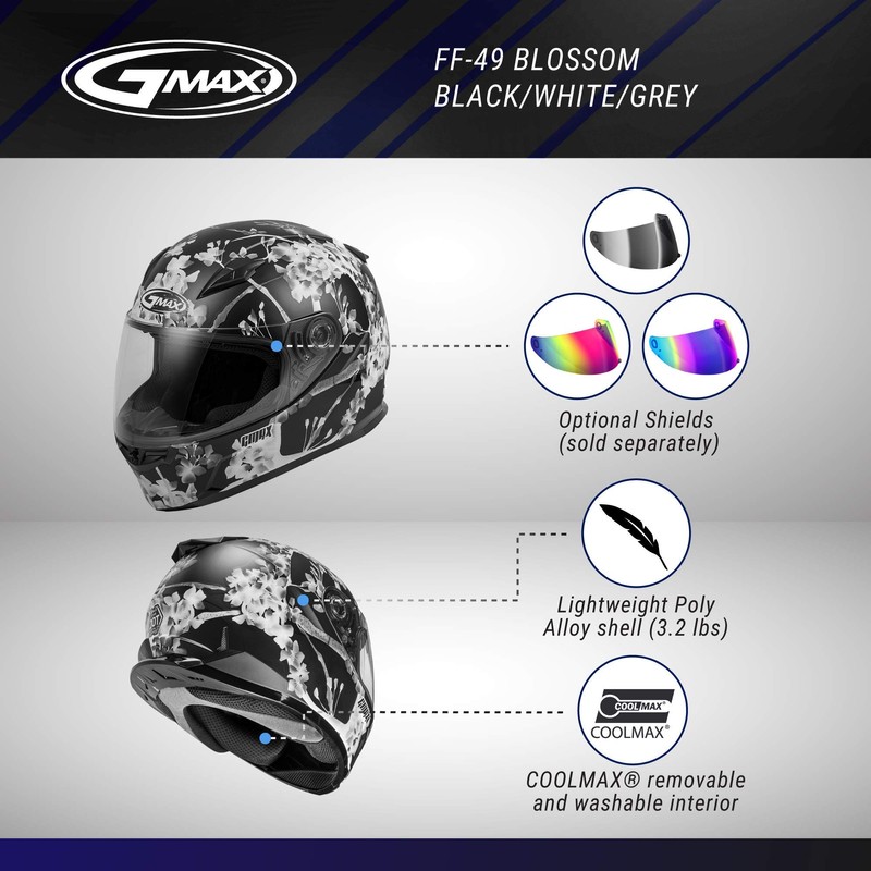 GMAX FF-49 Deflect DOT Approved Full Face Motorcycle Helmet for