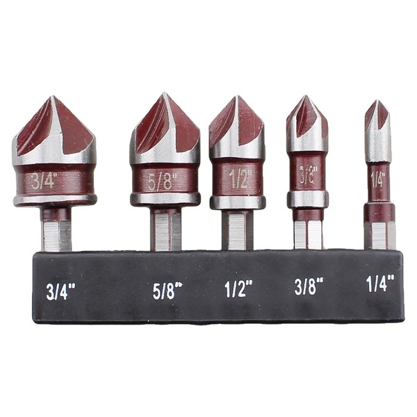 TAODAN 5PCS 1/4 to 3/4 Inch 5 Blade HSS HSS