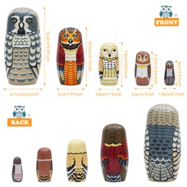 DXRJMB Owl Family Nesting Dolls – 5 Nested Wooden Matryoshka Russian Dolls, Forest Animal Stacking Figurines for Kids, Owl Lovers, Home Décor, Christmas & Birthday Gifts