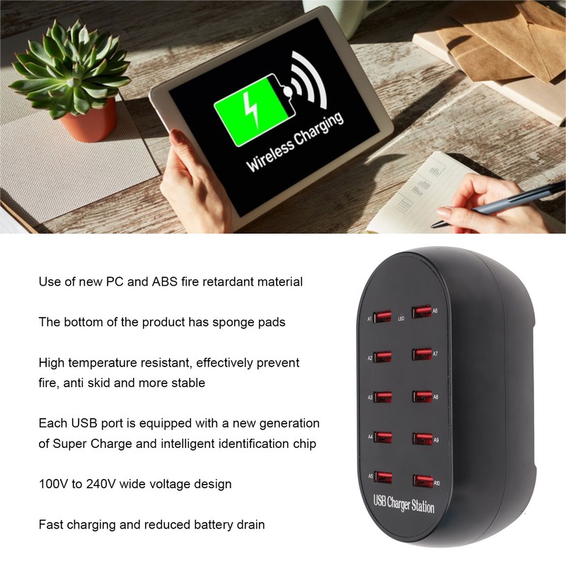 USB Charging Station 10 Port Small Desktop USB Fast Charging