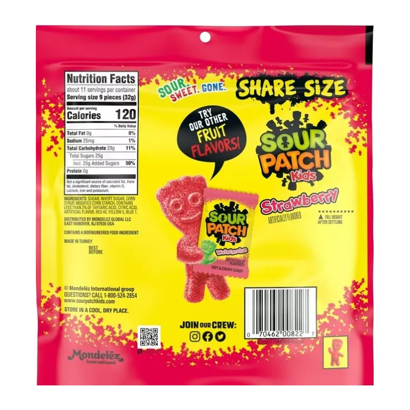 SOUR PATCH KIDS Soft & Chewy Candy, Share Size, 12