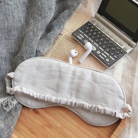 Pure Linen Eye Mask, 100% Linen Eye Mask for Girls, Organic Cotton Eye Mask for Sleeping Travel Breathable Eye Mask for Women Man(Moonlight Gray)