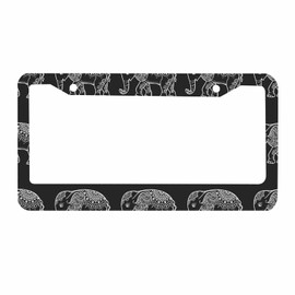 Nicokee Decorative License Plate Frame Mandala Elephant Design Car Tag Frame Aluminum Auto License Plate Holder for Men Women