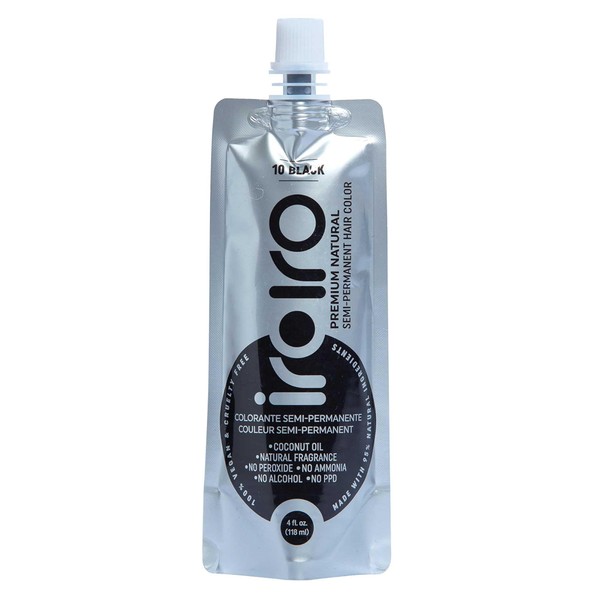 Iroiro Natural Premium Semi-Permanent Hair Color 10 Black 4oz