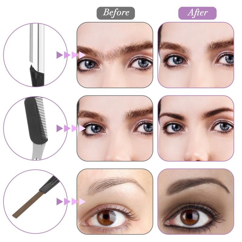 Professional Eyebrow Shaping Grooming Kit,8PCS/SET Eyebrow Grooming Kit with Leather
