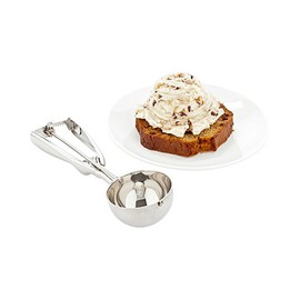 Met Lux 3.2 Ounce Gelato Scoop, 1 Ambidextrous Ice Cream Scoop - Built-in Blade, Dishwashable, Stainless Steel Cookie Dough Scoop, Comfortable Grip, for All Ingredients - Restaurantware