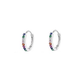 Tiny Small Cartilage Hoop for Women Copper Multicolor Cuff Hoops Cute Crystal Hooped Hypoallergenic (Color diamond, 12mm)