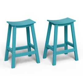 nevilywood Bar Stools,Set of 2 Chairs,Saddle Bar stools with Curved Surface,Kitchen Counter Seat with Footrests,HDPE All-Weather for Patio, Garden and Kitchen – Aruba