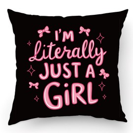 Pink Decor for Bedroom Throw Pillow Covers, Throw Pillows for Girls Bedroom, Cute Pillows for Girls, Inspirational Gifts for Women girls Pillow Covers for Sofa Living Room Bedroom Home Decor (black)