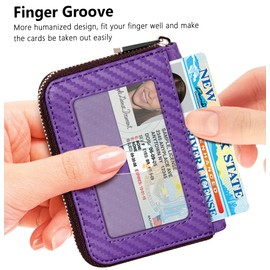 FurArt Credit Card Holder for Men and Women, RFID Protection, Key Ring, Zip Case, Purple 01, s, Classic