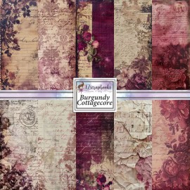 EZscrapbooks BURGUNDY COTTAGECORE - Paper Pack