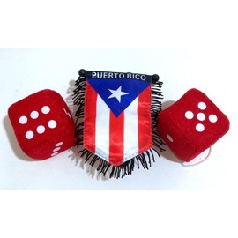 Puerto Rico flag for car home wall decoration Boricua Puerto Rican Dice hanging car accessories (Red)