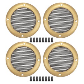 X AUTOHAUX Universal 2" Car Speaker Grills Cover Mesh Round 2 Inch Audio Speaker Subwoofer Guard Protector Case with Screws Iron Gold Tone Black - Pack of 4