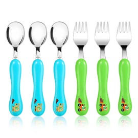 Lehoo Castle Juego Cubiertos Niño, Cubiertos Acero Inoxidable 6 Piezas, Utensilios Niños Cubiertos Viaje Niños Cubiertos Pulidos