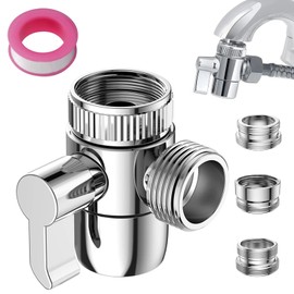 Shower Diverter Valve, Faucet Diverter Valve with Aerator Brass Sink 3-Way Diverter Valve for Hand Held Shower with M22/M24/G1/2 Adapters for Bathroom Bathtub