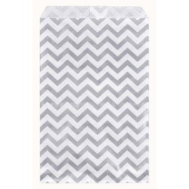 200 pcs Chevron Paper Gift Bags Shopping Sales Tote Bags 6" x 9" Shimmering Silver with Caddy Bay Collection Microfiber Cleaning Cloth