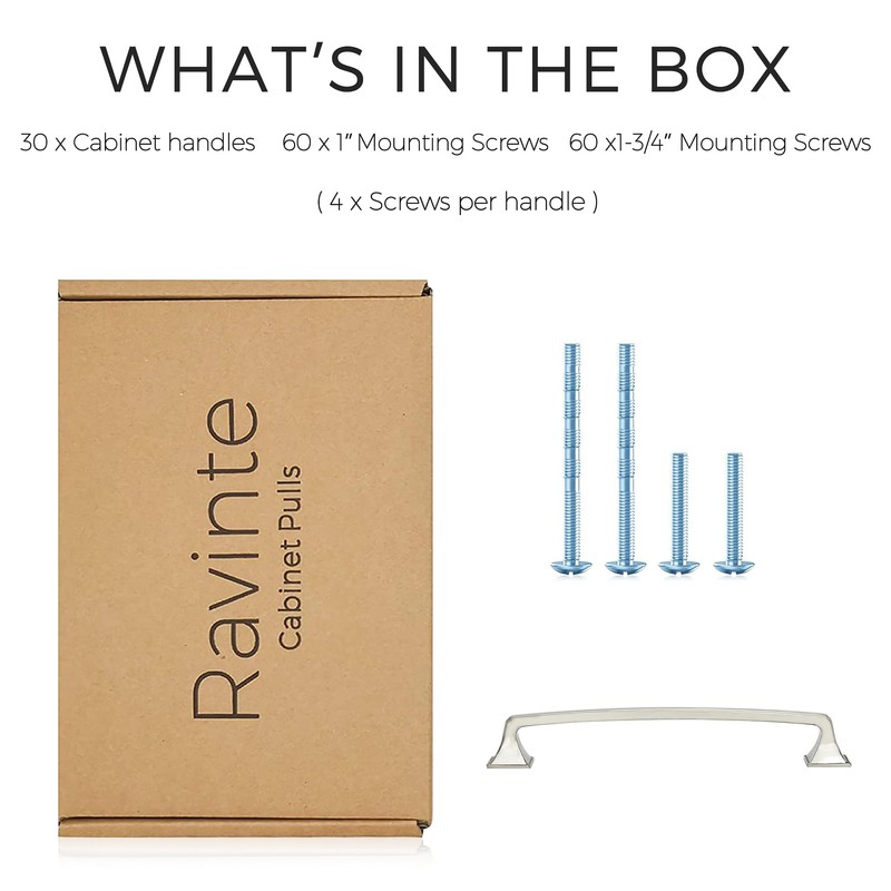 Ravinte 30 Pack Solid 6-1/4" Square Foot Arch Pulls Kitchen