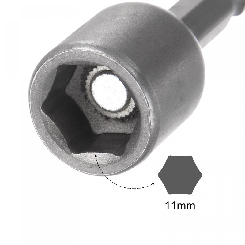 sourcing map Quick-Change Nut Driver Bit, 1/4" Hex Shank 11mm