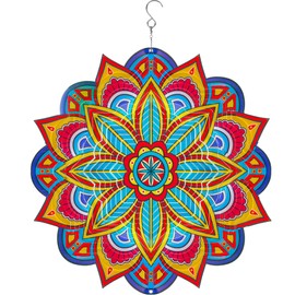 Mandala Wind Spinners, 12inch Metal Wind Spinners Outdoor for Yard and Garden, Stainless Steel Hanging Wind Spinner, Kinetic Yard Art Garden Decor Ornament Gifts