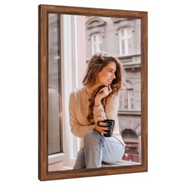 20x24 Wood Frame Brown, Rustic Natural Wooden 24x20in Poster Picture Frame, Distressed 20 x 24inch Woodgrain Gallery Photo Frame with HD Plexiglass, Horizontal Vertical Wall Mounting Display 1pcs
