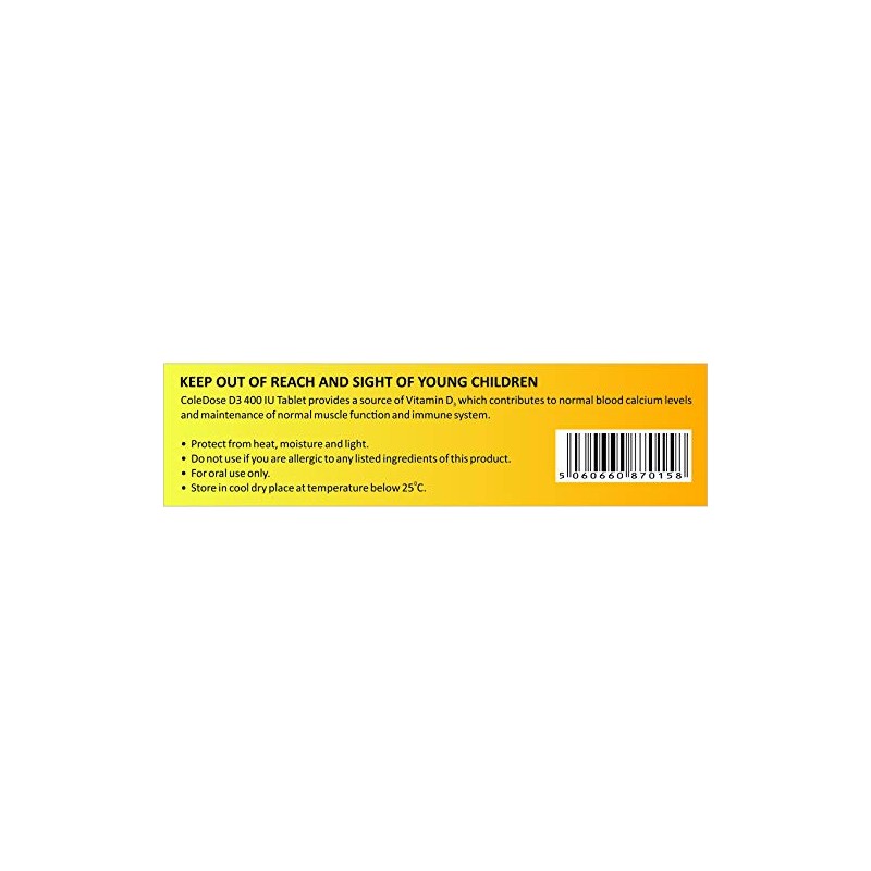 Vitamin D 400 IU –Equivalent to 10 mcg - ColeDose