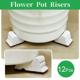 Kigeli 12 Pcs Resin Pot Feet for Outdoor Planters 3 Inch Long 1.5 Inch Tall Flower Handmade Elevator Plant Feet Frost Proof Lifter for 14-20 in Pot(White)
