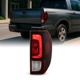 AKKON -Fits 2017-2023 Honda Ridgeline [Halogen Type] Chrome Red Brake Tail Light Passenger Right Side w/LED DRL Running