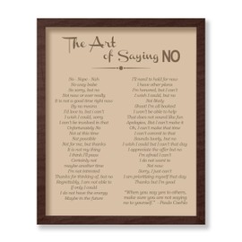 Poster Master Self Care Poster - The Art of Saying No Print - Mental Balance Art - Trendy Art - Gift for Him, Her - Motivational Decor for Office, Bedroom, Living Room, 11x14 Brown Framed
