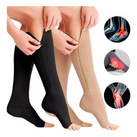 Calcetas Medias De Compresion Con Cierre Varices Trombosis