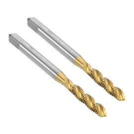 sourcing map 2pcs Spiral Flute Thread Taps, 10-32 UNF H2 Screw Threading Tap, Titanium Coated 6542 High Speed Steel Machine Tapping Tools for Machinist Repair