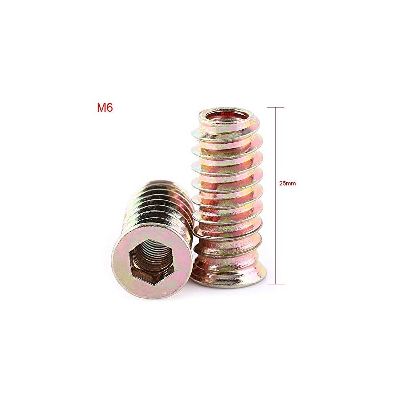 20Pcs Carbon Steel Hex Socket Drive Insert Nuts Zinc Plated