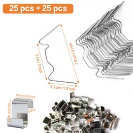 50 Pcs Greenhouse Stainless Steel Glass Clips Pane Window Fixings- 25 Pcs Greenhouse Glazing W Wire Clips, 25 Pcs Greenhouse Glazing Z Wire Clips for Greenhouse Glass Clips