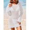 BreathSunny Womens Crochet Open Knit Long Sleeve Swimsuit Coverup Summer