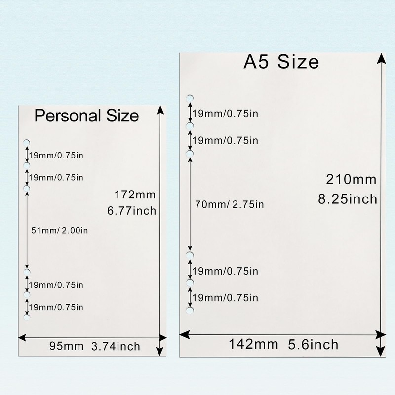 Toplive A5 Refill Paper [5 Pack], 100GSM Thick 6 Hole