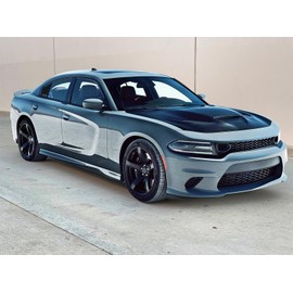 IKON MOTORSPORTS, Window Louver Compatible with 2011-2023 Dodge Charger, V1 Style Gloss Black Window Vents Guards Windshield Louvers Sun Rain Shade Cover, 2012 2013 2014 2015 2016 2017 2018 2019 2020