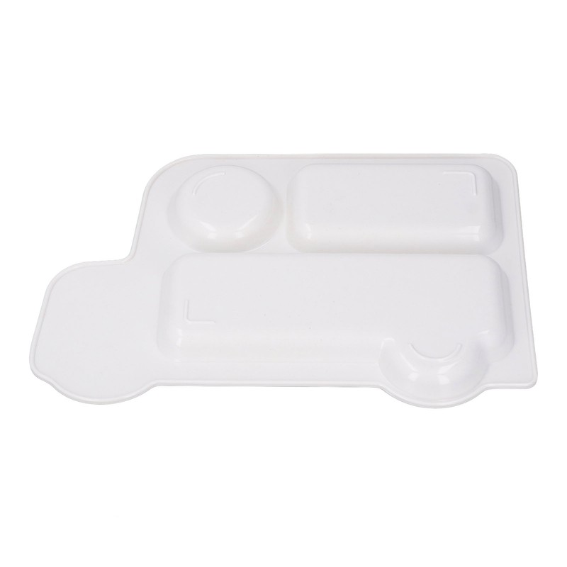 Kids Dinner Plate with Spoon Bamboo Fiber Divided Plates Cartoon