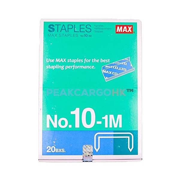 20 Boxes (20,000-Staples) Authentic Max Staples No.10-1M for Office Stapler