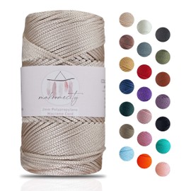 Makromecity, Polyester Macrame Cord 2mm x 125 Yards (375 feet) 2mm Polypropylene Macrame Cord Crochet Macrame Bag Cord Crafts for Wall Hangings, Bags, Underplate, Rug (1, Latte)
