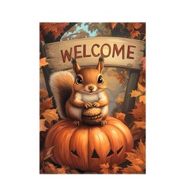 BlissYard Thanksgiving Fall Garden Flag 12x18 Inch Welcome Squirrel Flag Double Sided Outdoor Autumn Yard Banner with Pumpkin Acorn and Leaves for Porch Lawn Patio Seasonal Decor