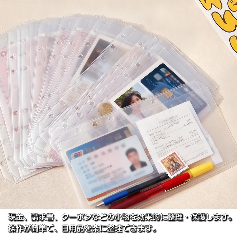 QUANTALY 12 Pcs A6 Binder Pockets No Zipper 6 Holes