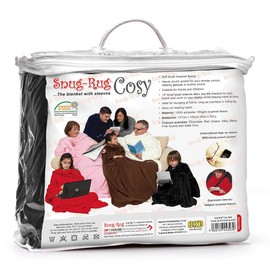 Snug Rug Cosy Blanket With Sleeves GENUINE SnugRug Sleeved Blankets Super Soft 160gsm Fleece Soft Fabric Oversized Sleeves and Pouch Pocket Adults Size (Black)