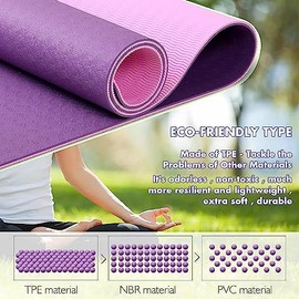 Tapete de Yoga Antideslizante con Material ecológico TPE Agarre de Alto Rendimiento,Acolchado Ultra denso para Apoyo y Estabilidad en Yoga,Gimnasio y 