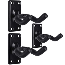 Wogod Guitar Wall Mount Hanger Hook Holder Stand - 3 Pack Hangers for Acoustic, Electric & Bass Guitars (3Pack-Black)
